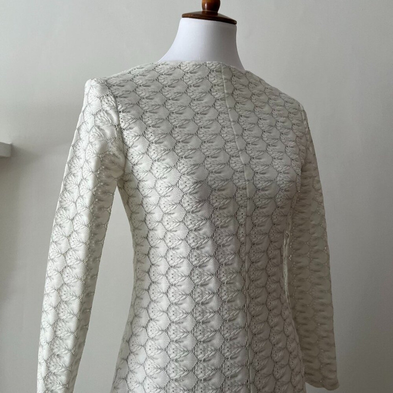 Vintage Formal Dress Small Off White XS Maxi Long Boho Wedding Gown Crochet 60s