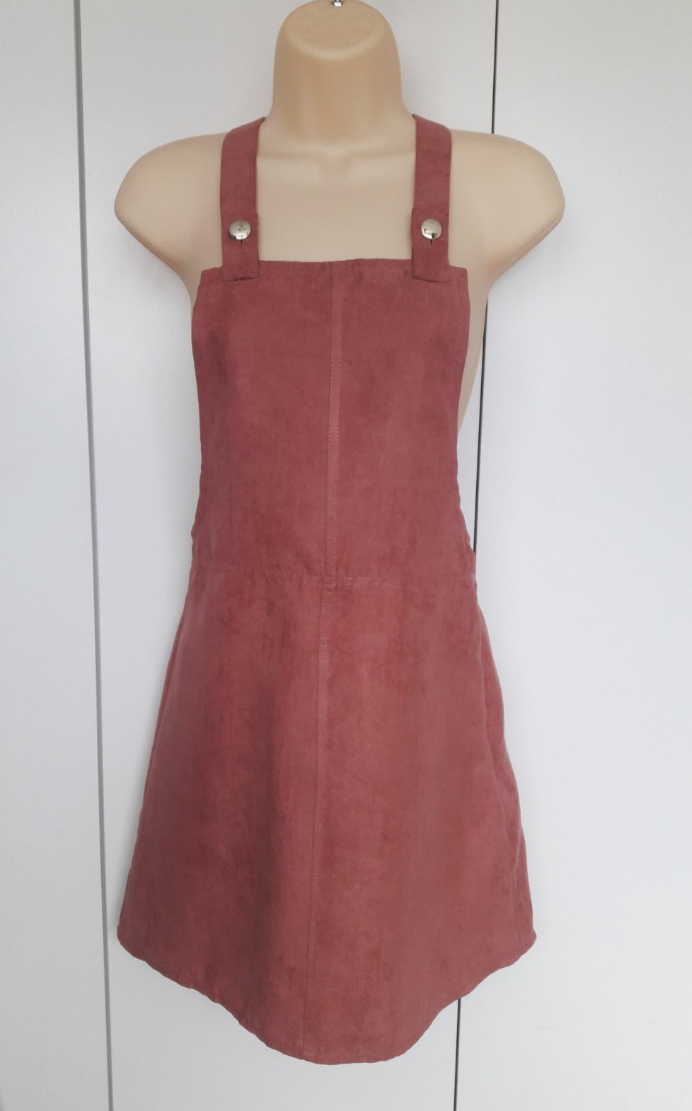 Atmosphere Women’s Dusty Rose Faux Suede Pinafore Dress A-Line Mini Size UK 8
