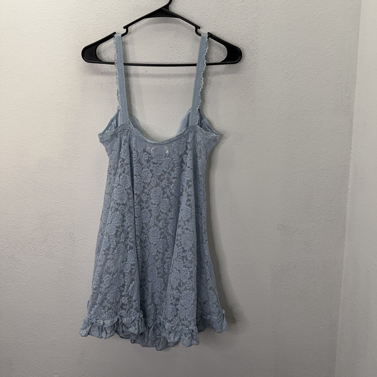 Beginning Boutique Blue Lace Mini Slip Dress Lingerie Babydoll Coquette Sz 10