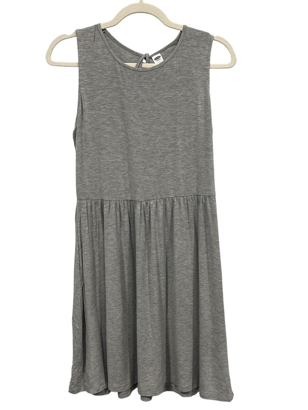 Old Navy Sleeveless Fit and Flare Mini Dress Womens Medium Keyhole Tie Back Gray