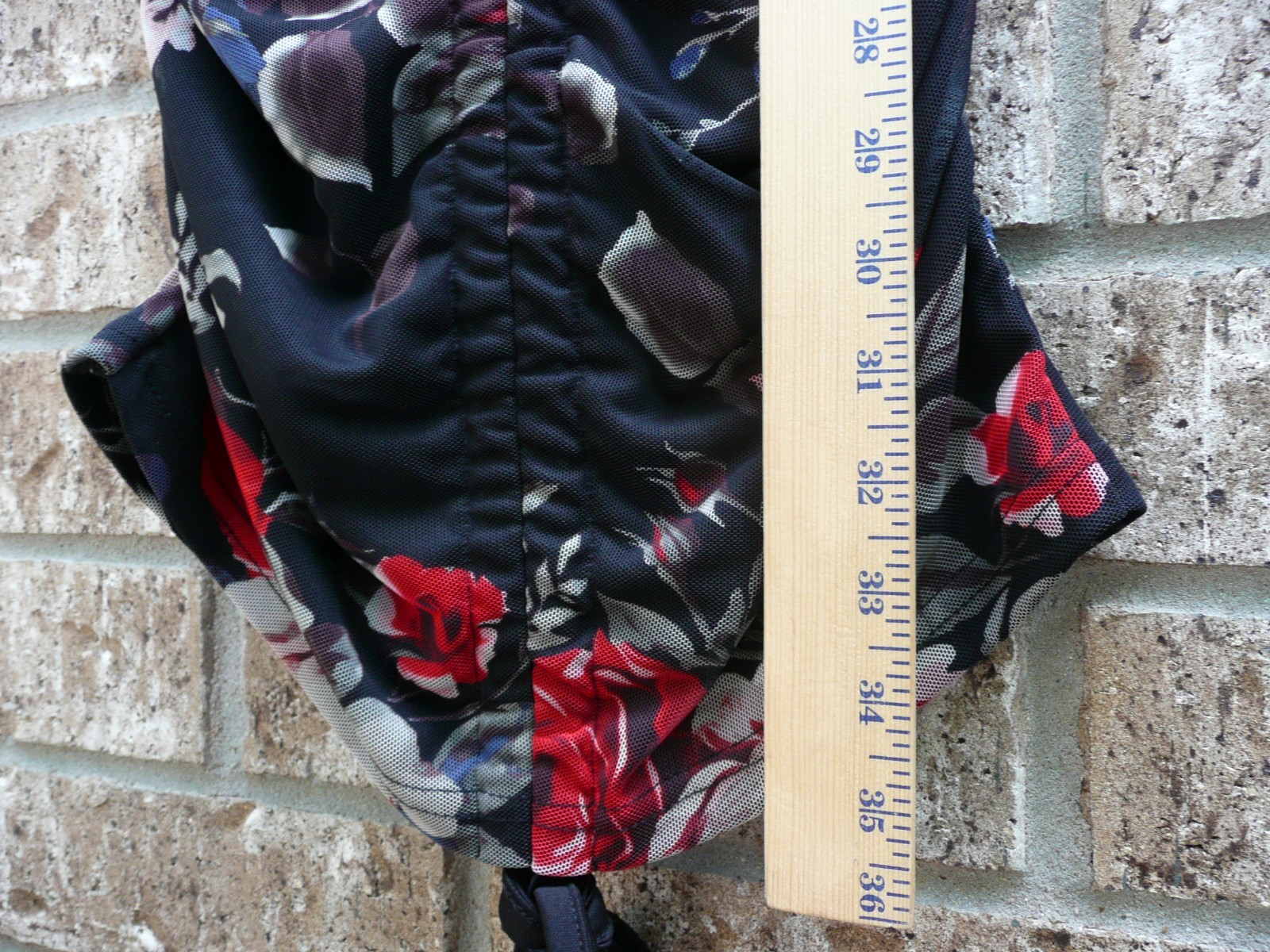 J for Justify Dress Size M Hem Tie Ruched Bodycon Black Floral Roses Long Sleeve