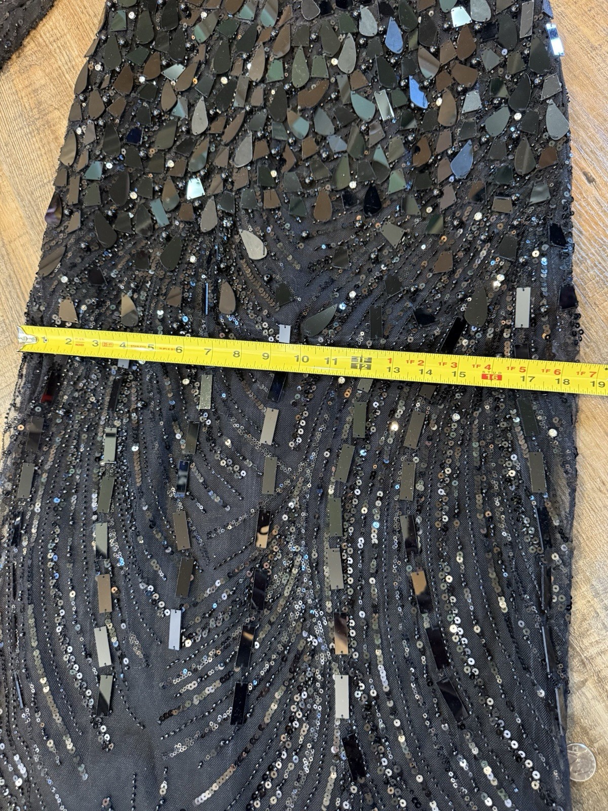 Black Beaded Sequin Sheer Midi Dress Lace Back Formal Party S Small