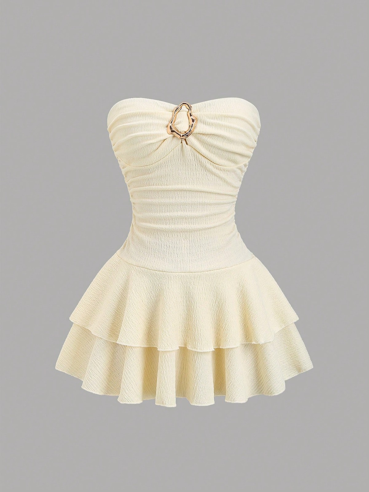 Ladies Elegant Double Layer Strapless Mini Dress