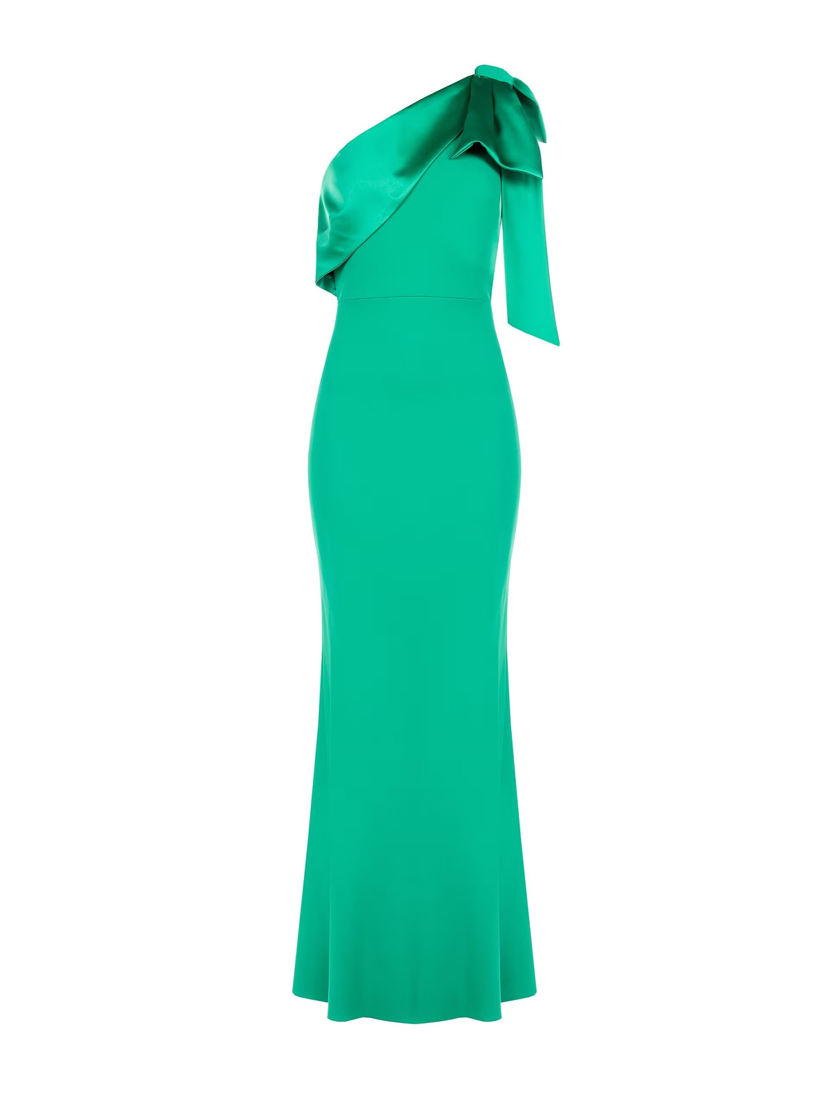 Renaissance Satin Bow Crepe Flared Scuba Long Dress – Collection