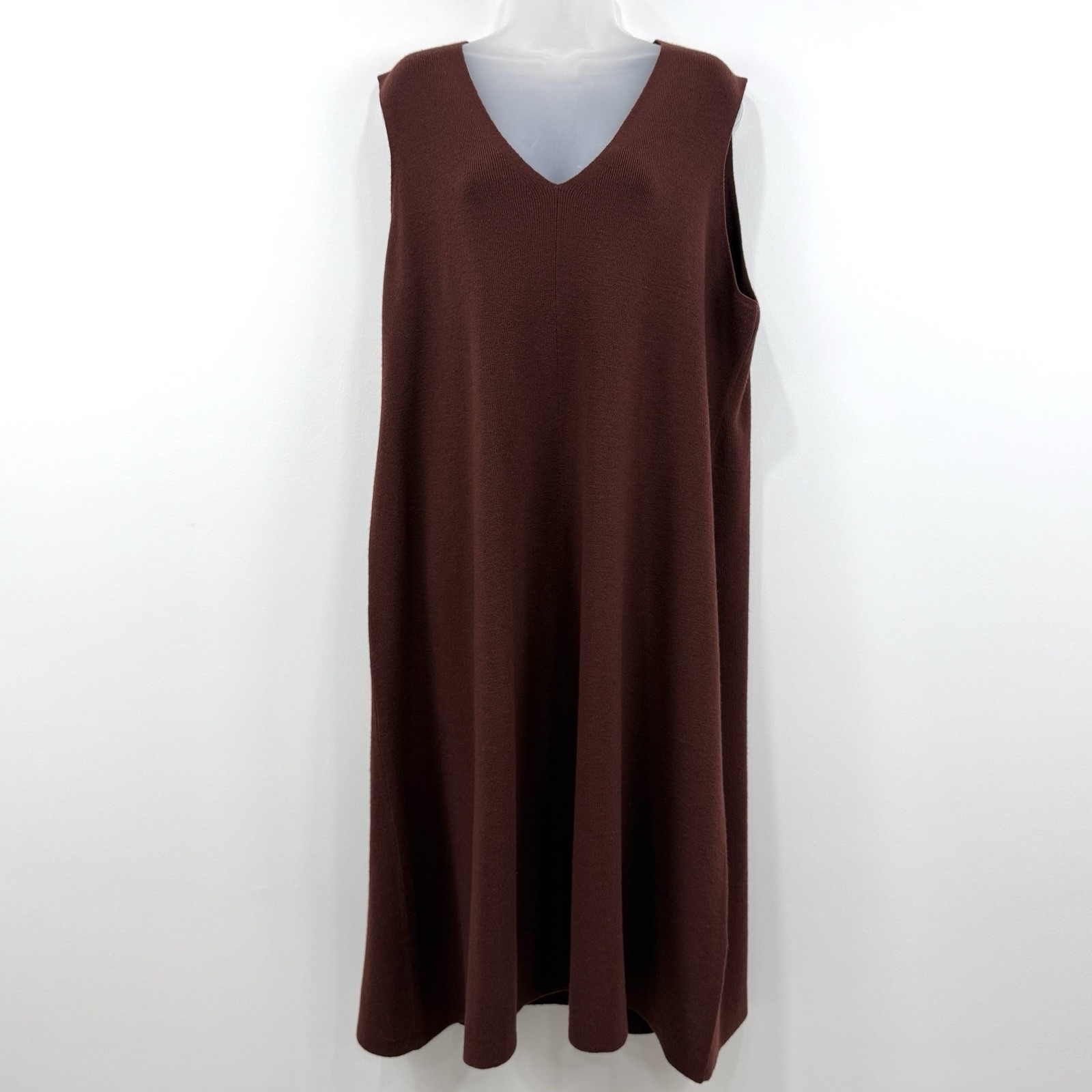 Eileen Fisher Wool Sweater Dress Womens XL Brown Quiet Luxury Capsule Minimalist