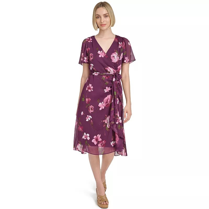 Women’s Harper Rose Flutter Sleeve V-Neck Midi Dress Sz 4 Ret $89 Nwt