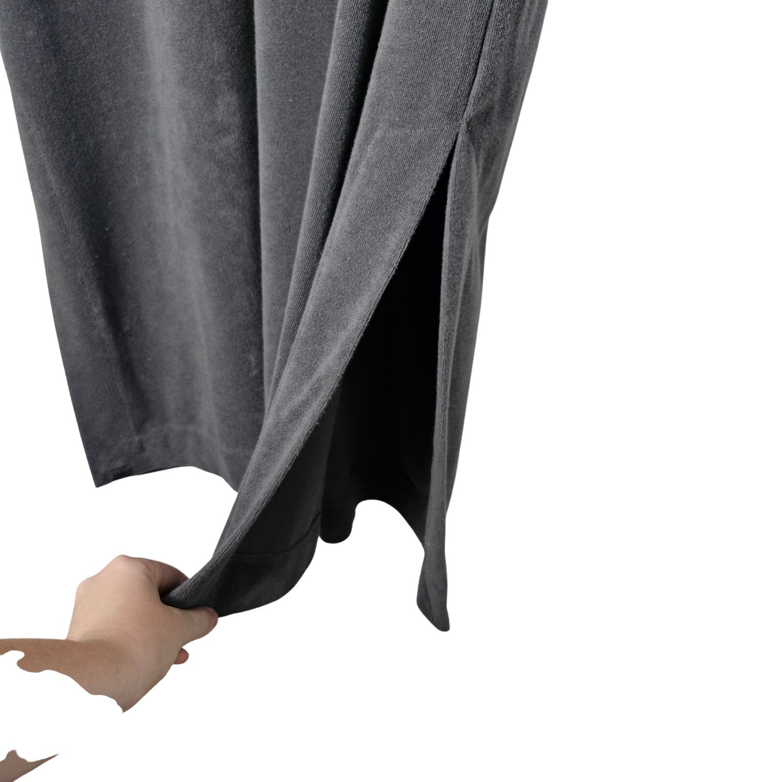 Barefoot Dreams Beach CozyTerry Caftan Carbon Gray Coverup Dress Small