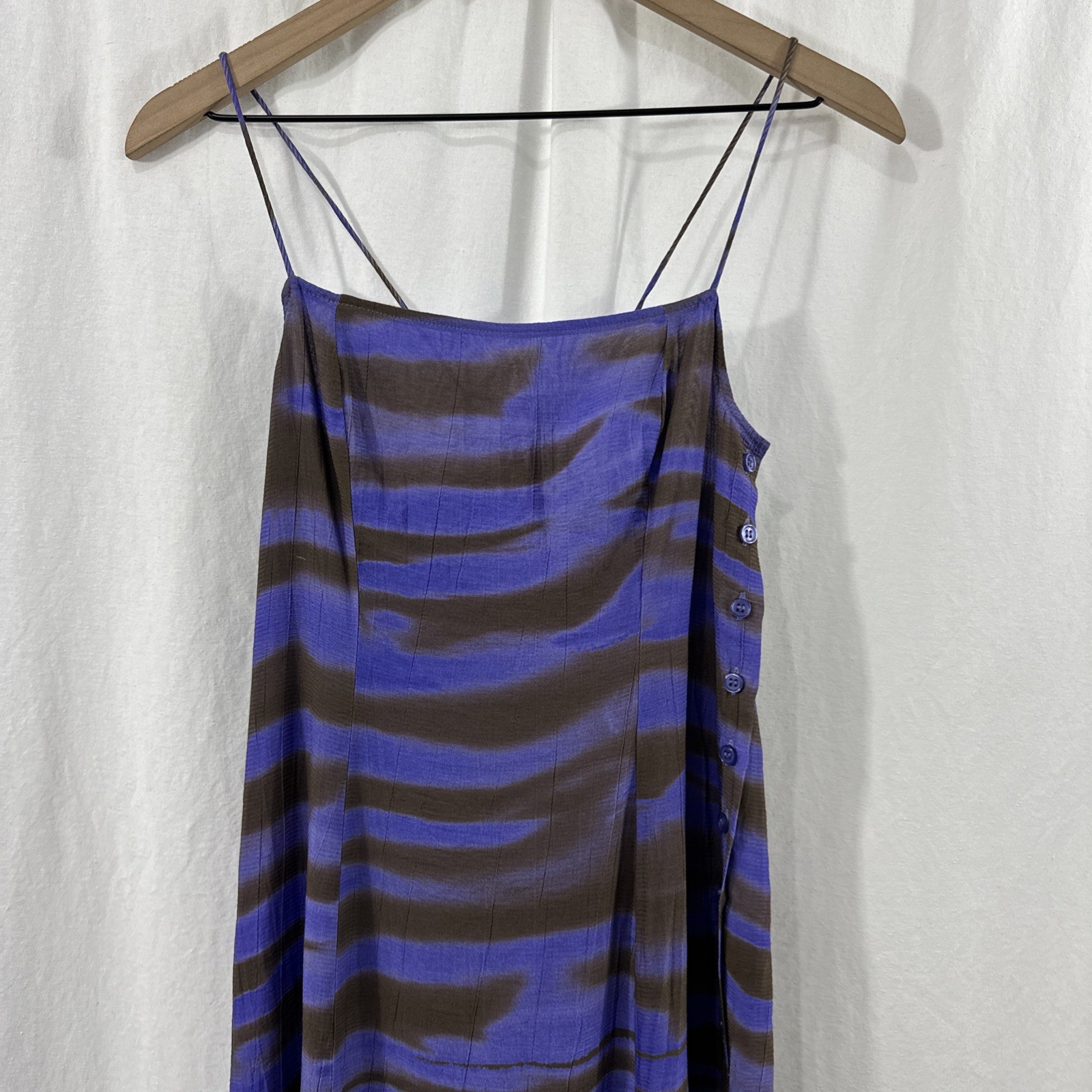 Samsoe Samsoe Annah Iris Tide Strappy Side Button Midi Dress Womens Size S