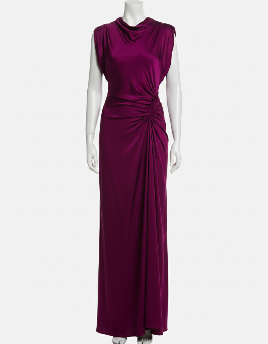 A. L.C Women Purple Nadia Ruched Gown Dress Size 6
