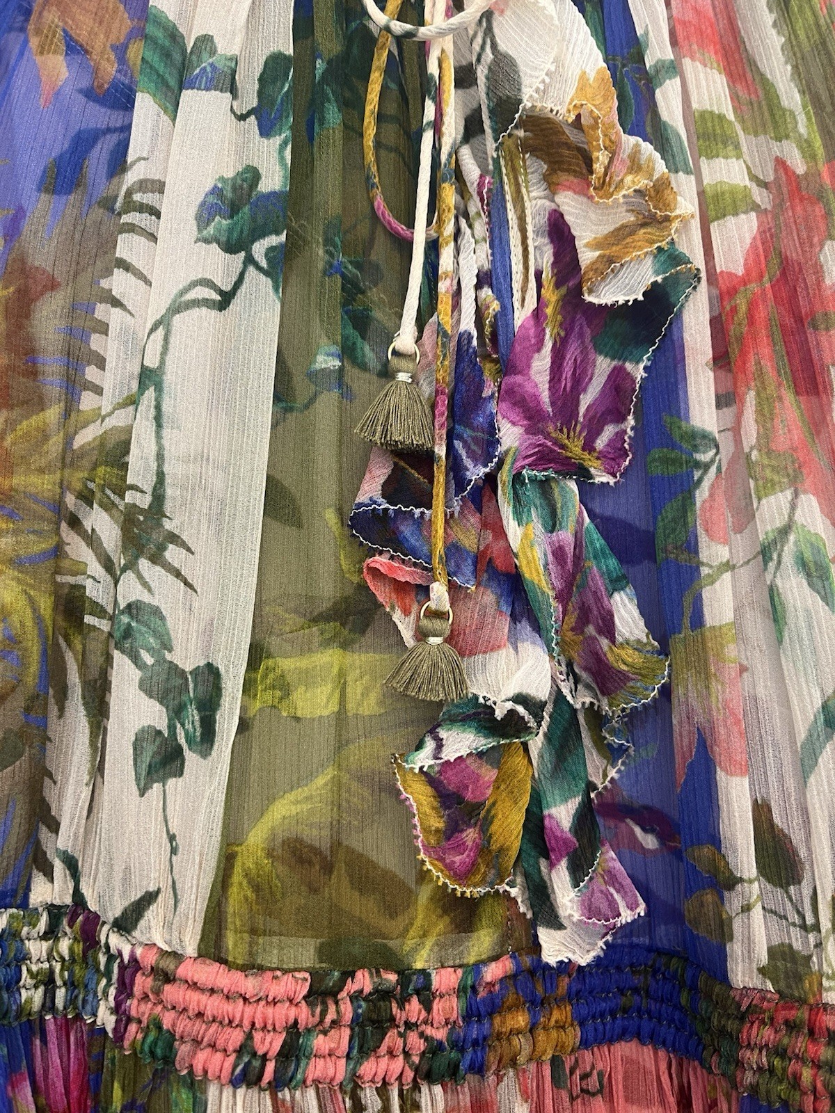 Zimmermann Tropicana Lantern Mini Spliced Dress Size 1 AU 10 US 6 Silk Tropical