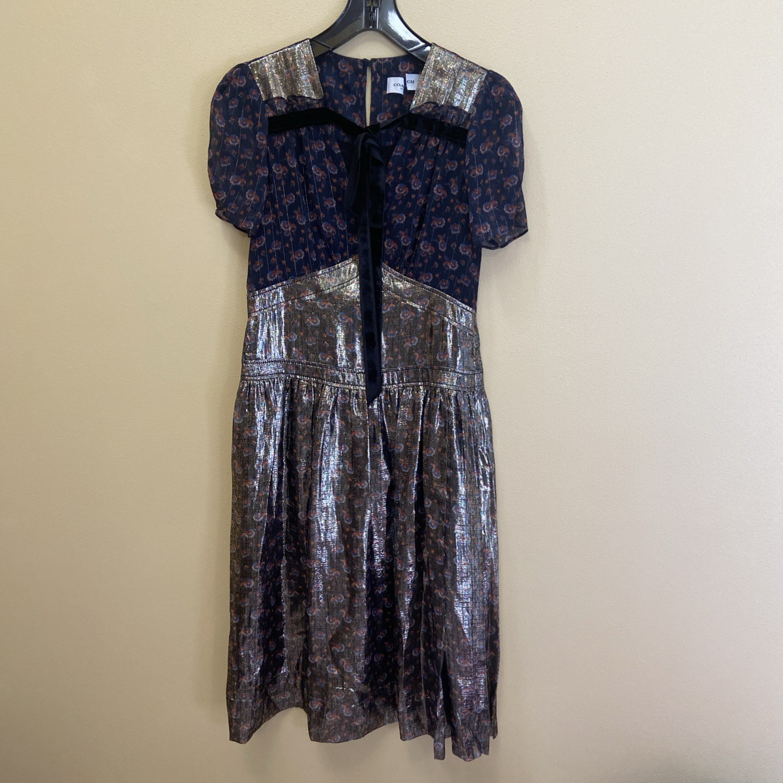 COACH 1941 Floral Print Metallic Silk/Velvet Size 0