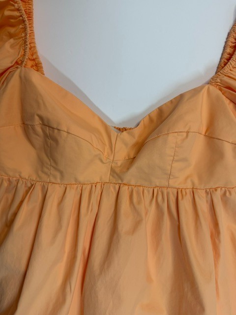 Olivaceous Light Orange Puff Sleeve Sweetheart Neckline Babydoll Dress Size S