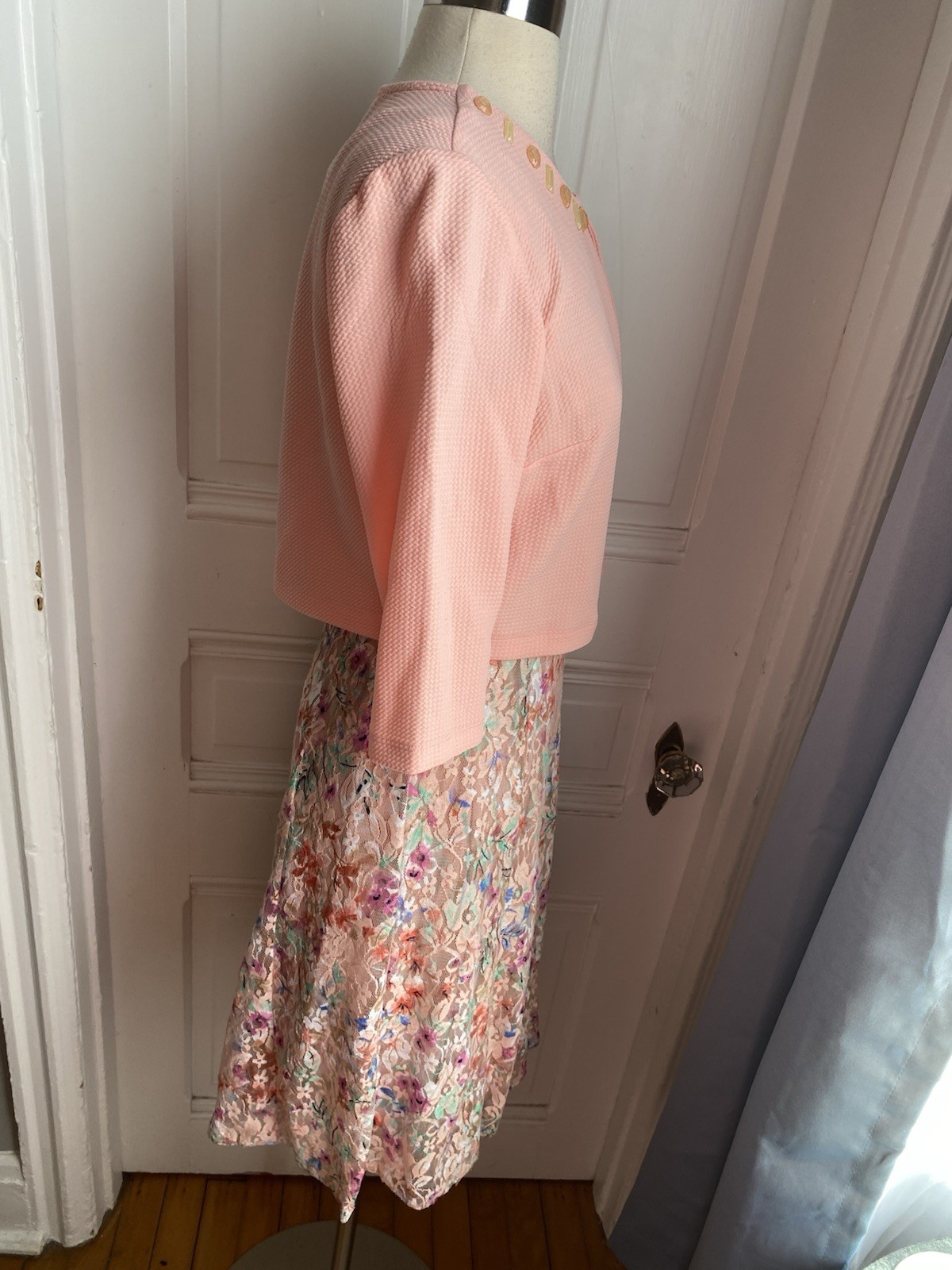 PRECEPTION NEW YORK PINK FLORAL LACE PULLOVER DRESS-PINK SWEATER TOP-SIZES!