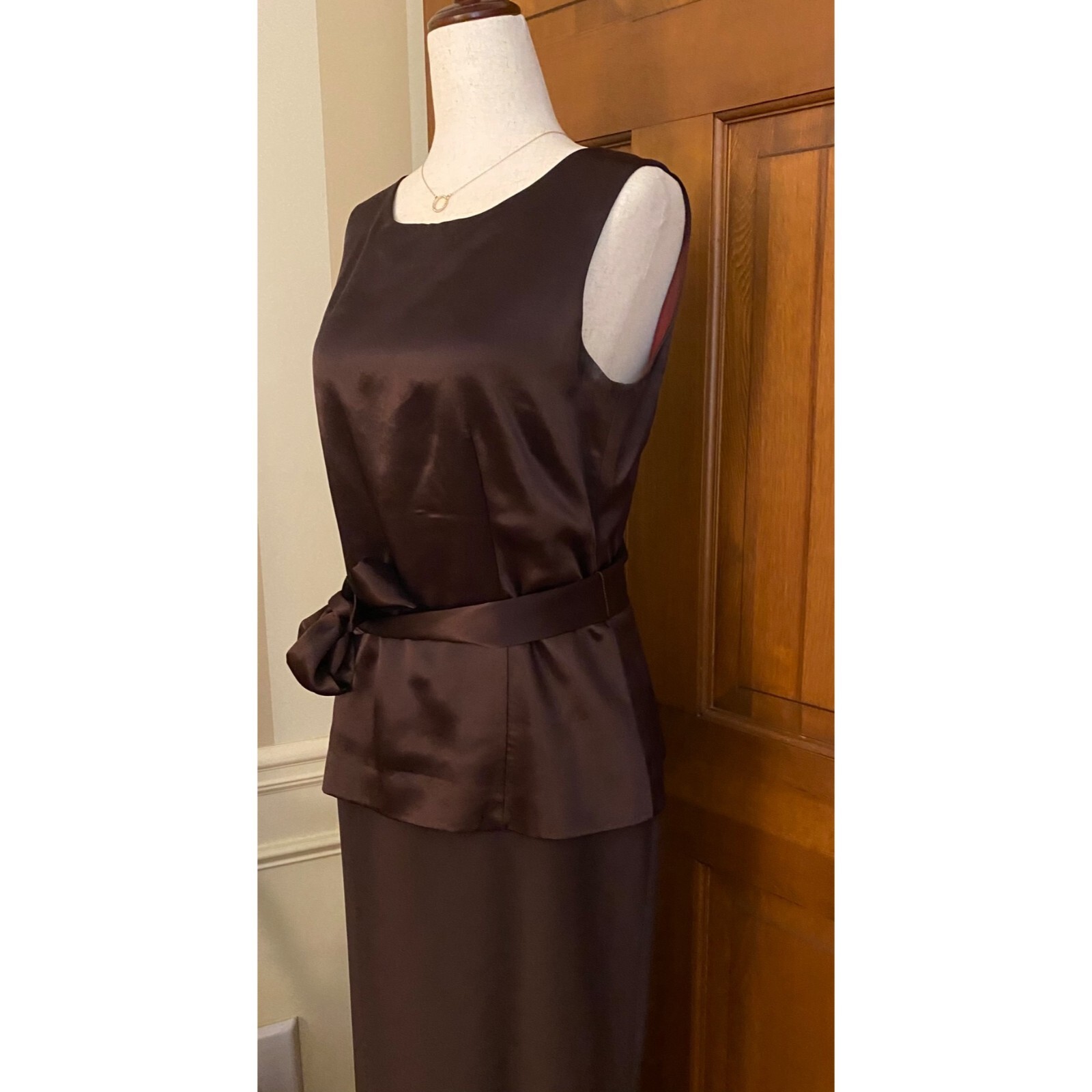 Vintage 50s/60s Classic Satin Bow Full-Length Dress Women Size 6 Wedding Mother