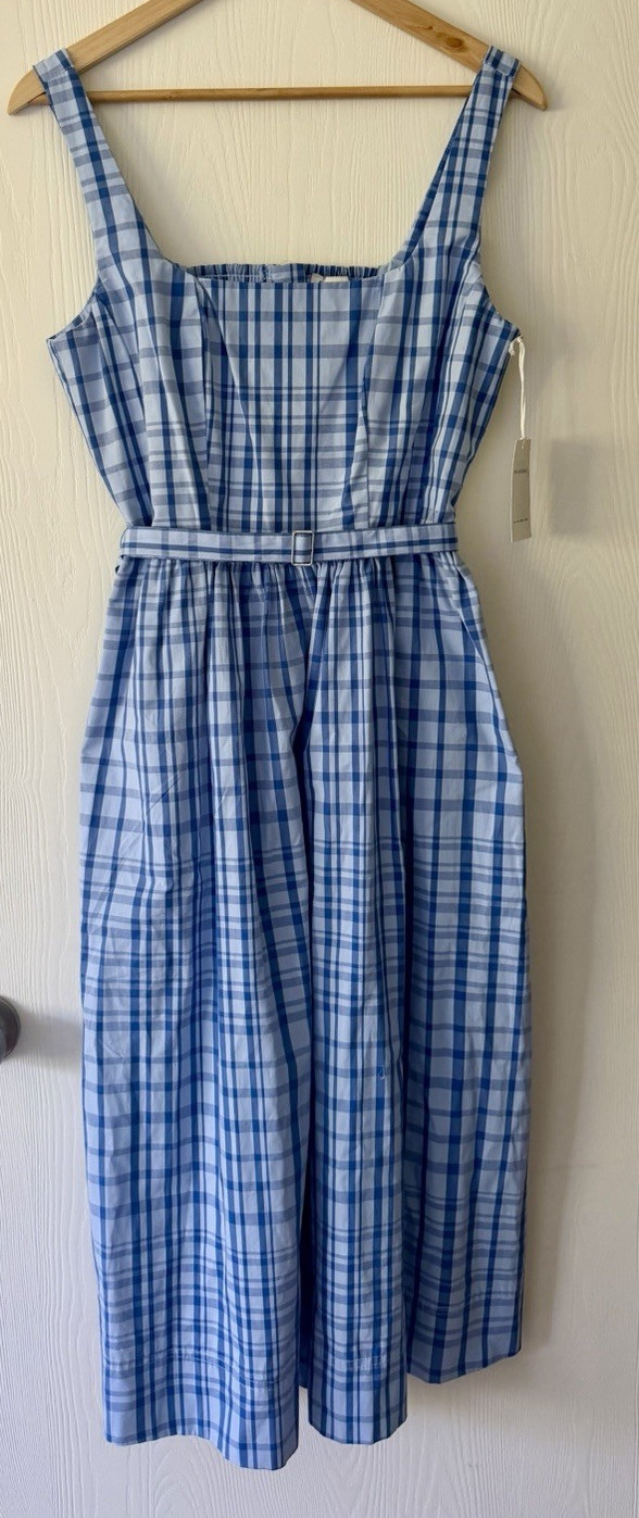 Free Assembly Sleeveless Belted Cotton Midi Dress, Size Medium