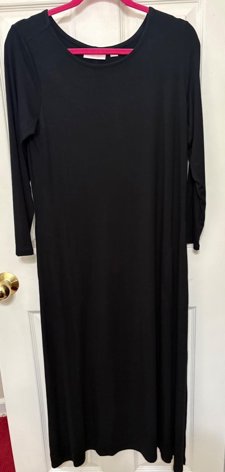 Belle by Kim Gravel Maxi Dress Rayon Span PETITE SM Bracelet Sleeve Black NEW!