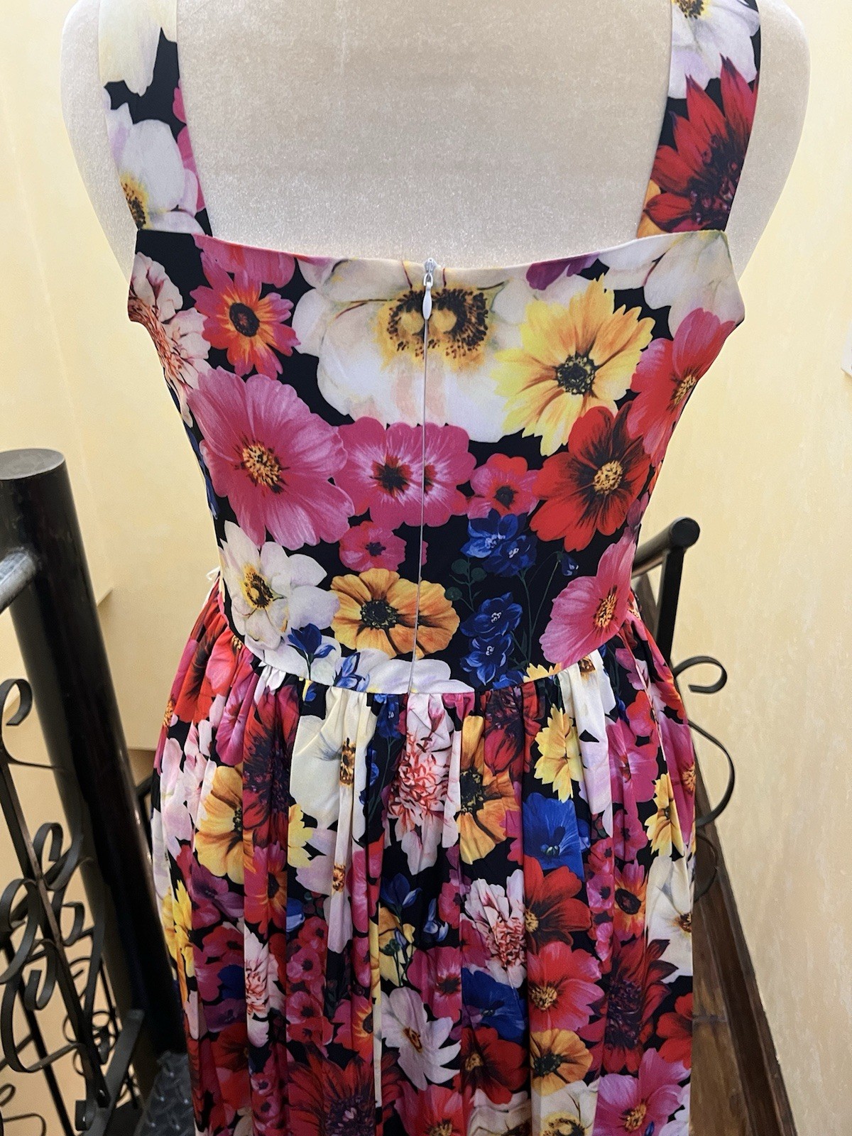 Floral-Print Overall Fit-&-Flare Midi Sundress designer inspired