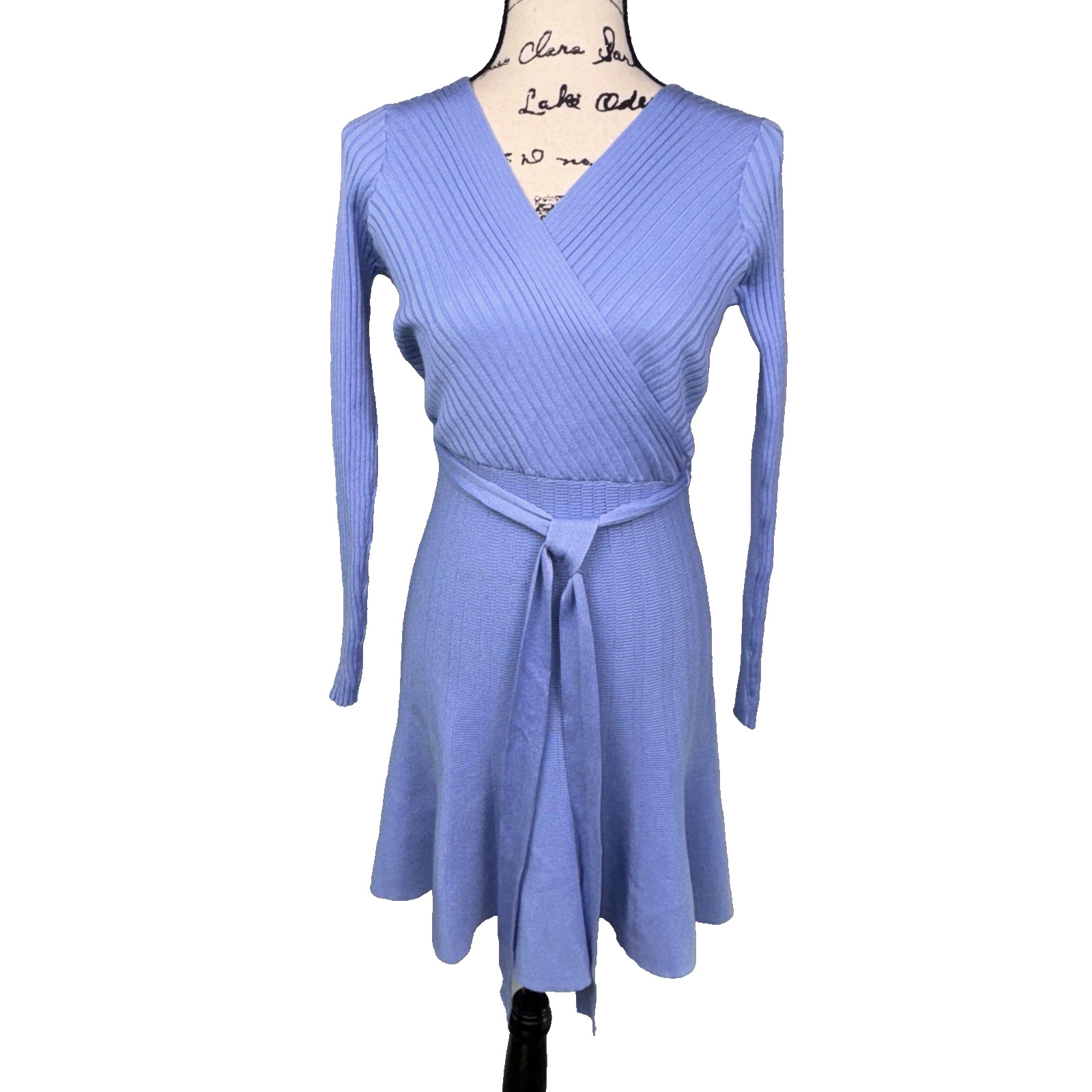 Wrap Style Dress Long Sleeved Blue Belted Stretchy Jr. 5/6 Women S Twirly Ballet