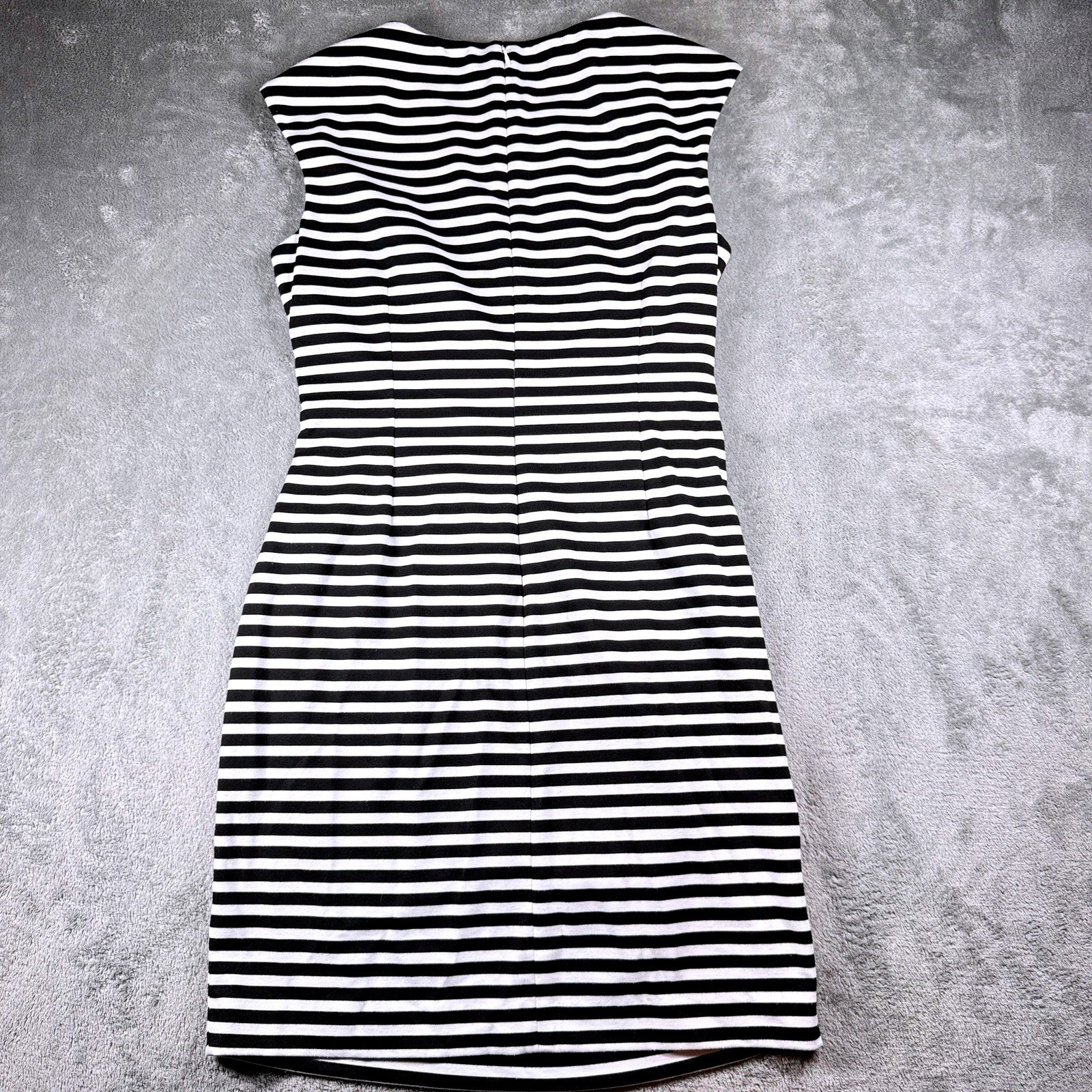 Calvin Klein Black White Striped Stretch Sheath Dress Women’s 10 Sleeveless