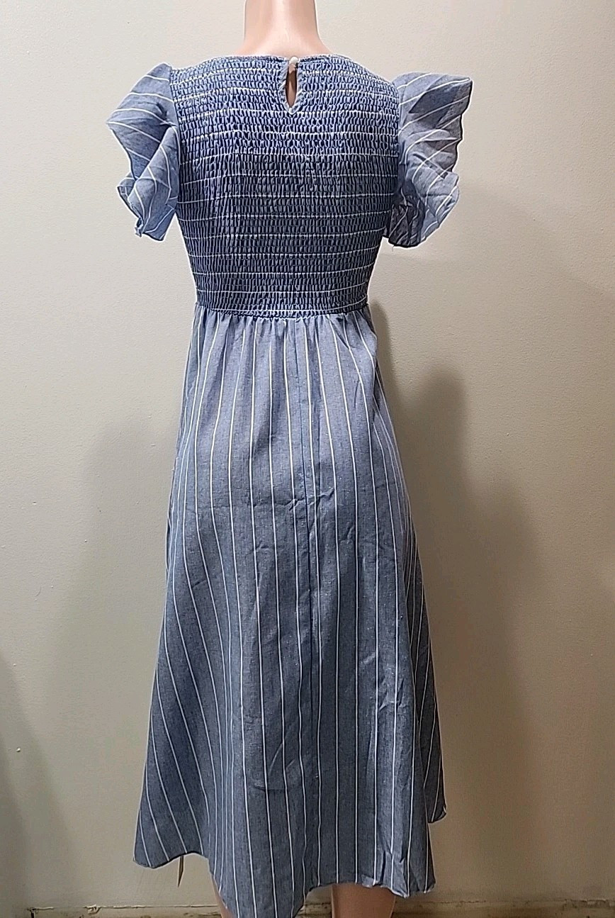 Nwt Blue With White Stripes Cupshe Women’s Sundress Size Medium