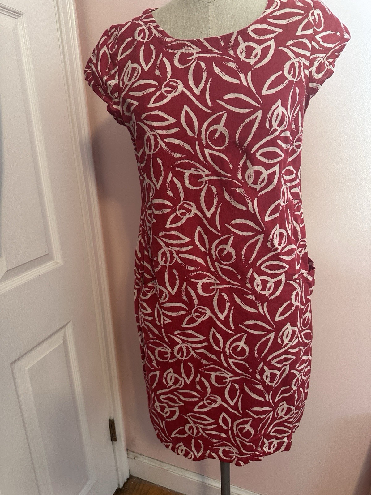 Festive Cotton And Linen Boutique Dress Short Sleeves With Pockets