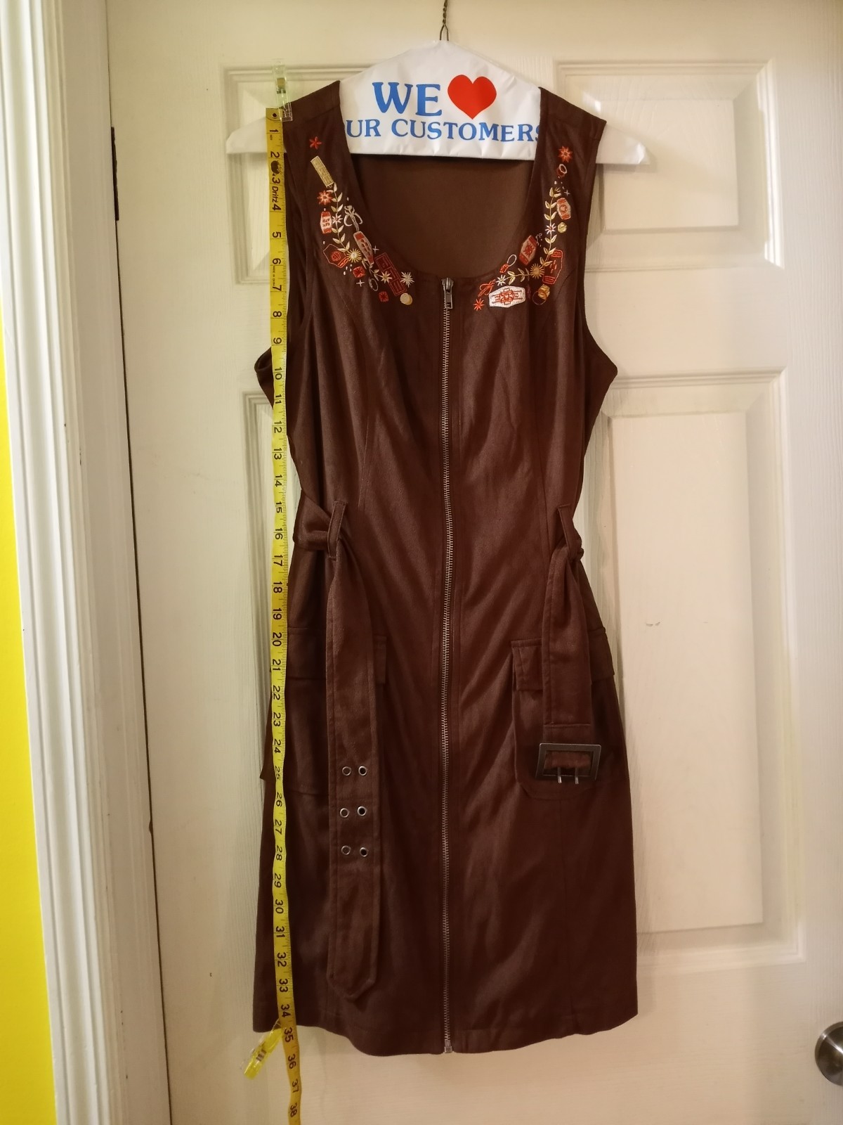 Disney Her Universe Han Solo Embroidered Zipper Suede Tank Dress W/ Belt Large