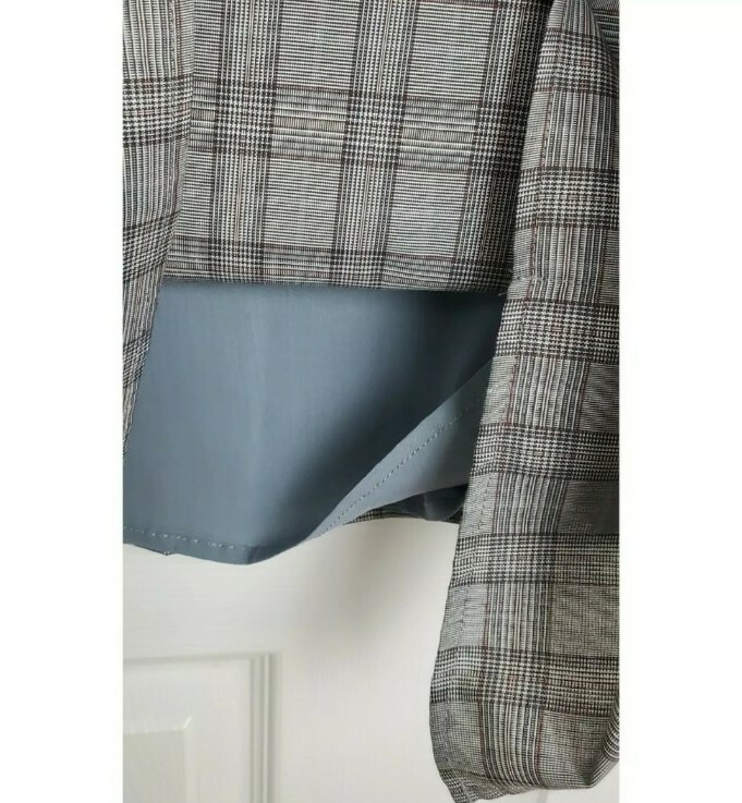 Sugarlips one shoulder side ruffle plaid gingham grey shift dress