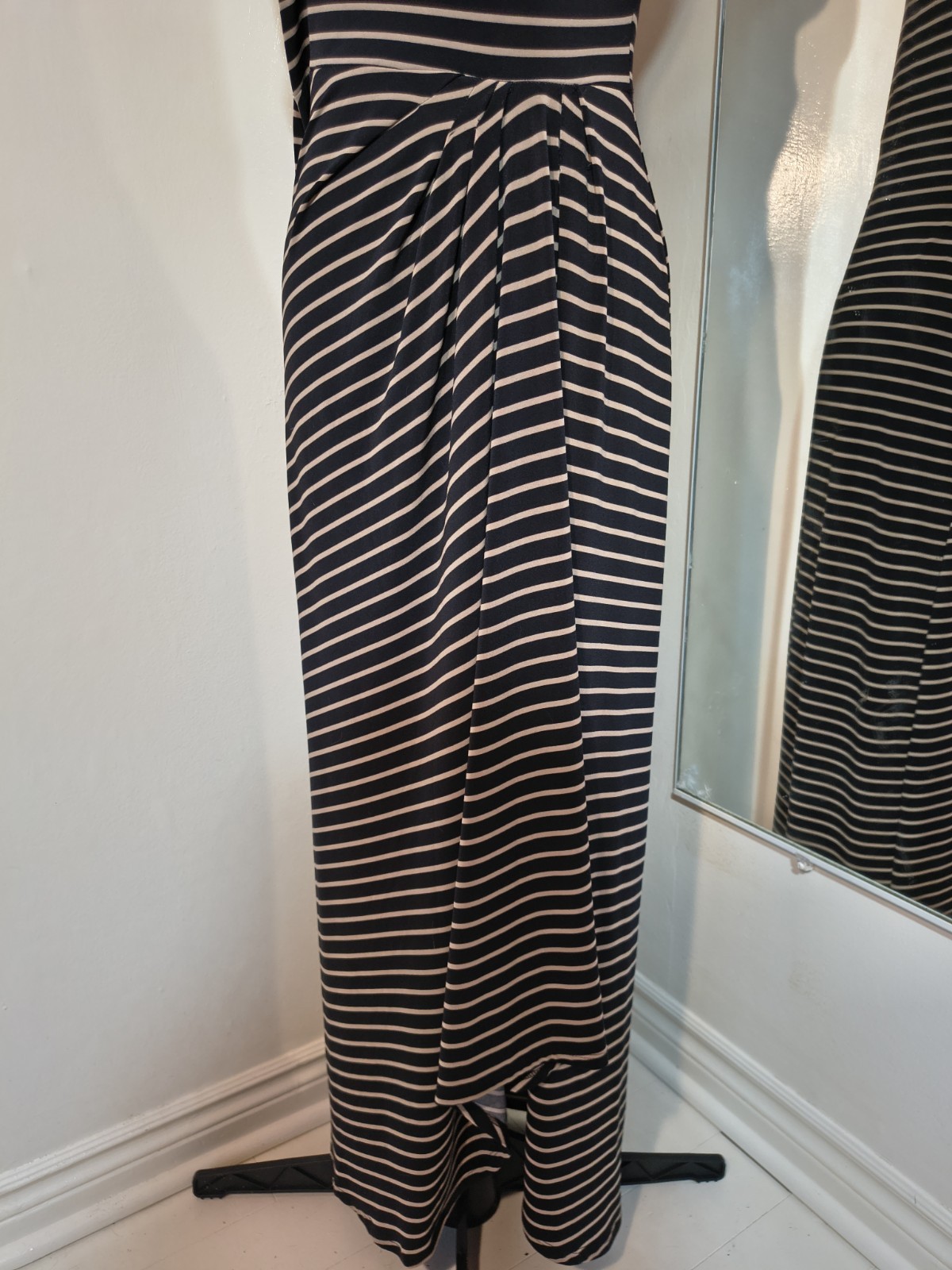 Lauren Halph Lauren Sleeveless Black and Cream Stripped Maxi Dress