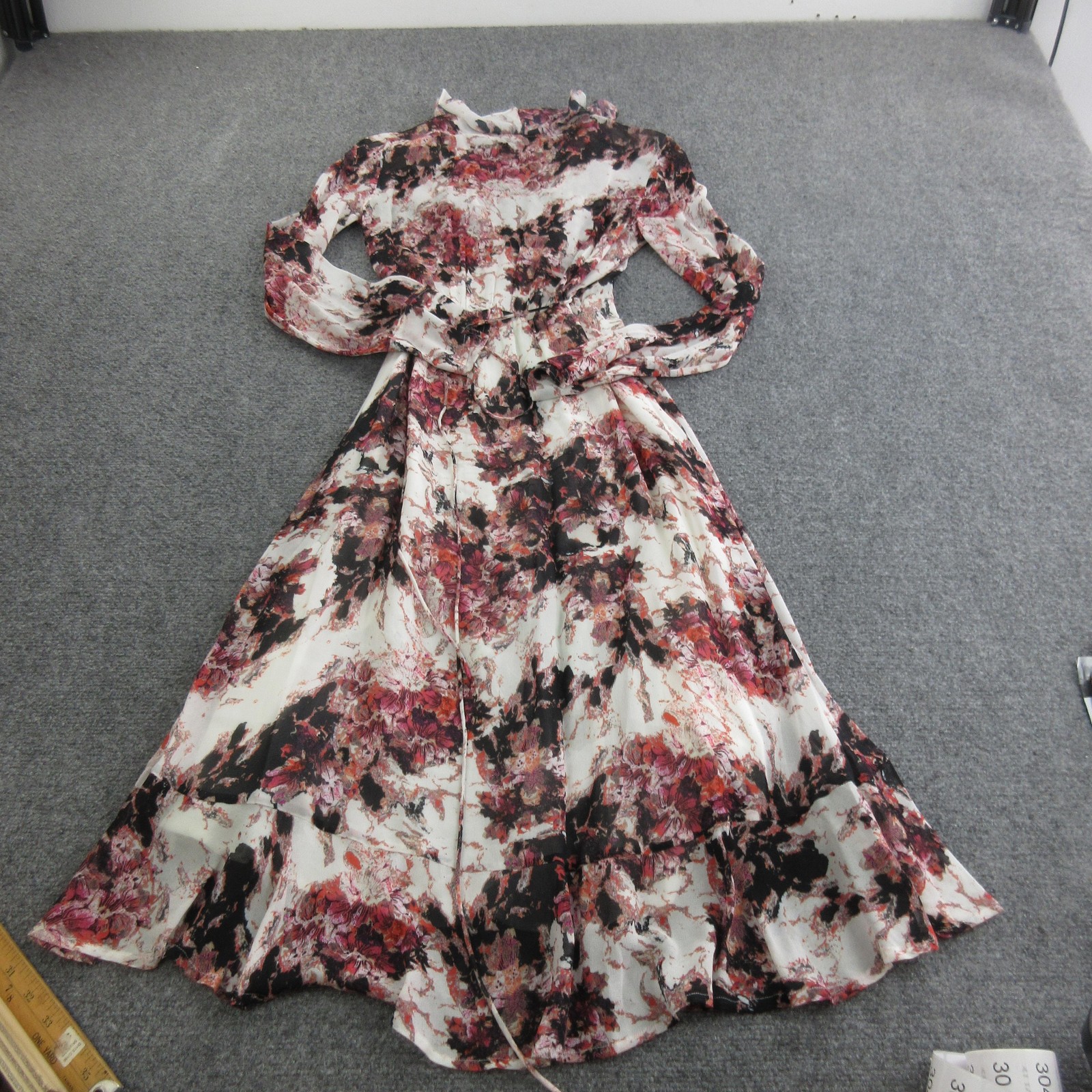 IRO Dress Womens 36 Multicolor Floral Chiffon Garden Wrap Maxi Hi Low Ruffle
