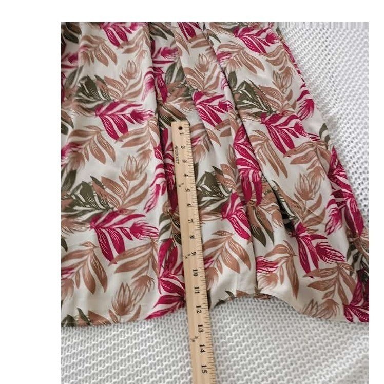 Parisian NWT Tropical Leaf Maxi Dress S 100% Cotton Pink Green Long Slv $158
