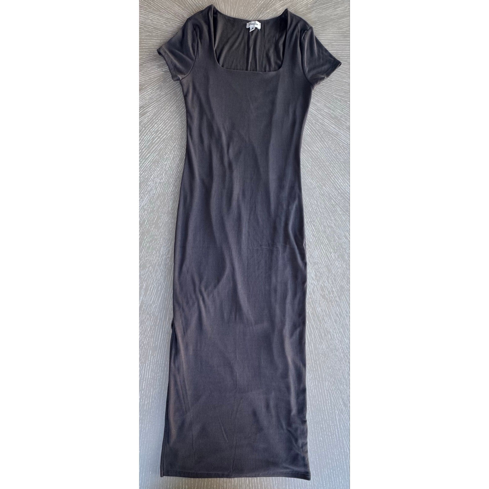 Faded Rose Ribbed Square Neck Maxi Dress Medium Whimsigoth