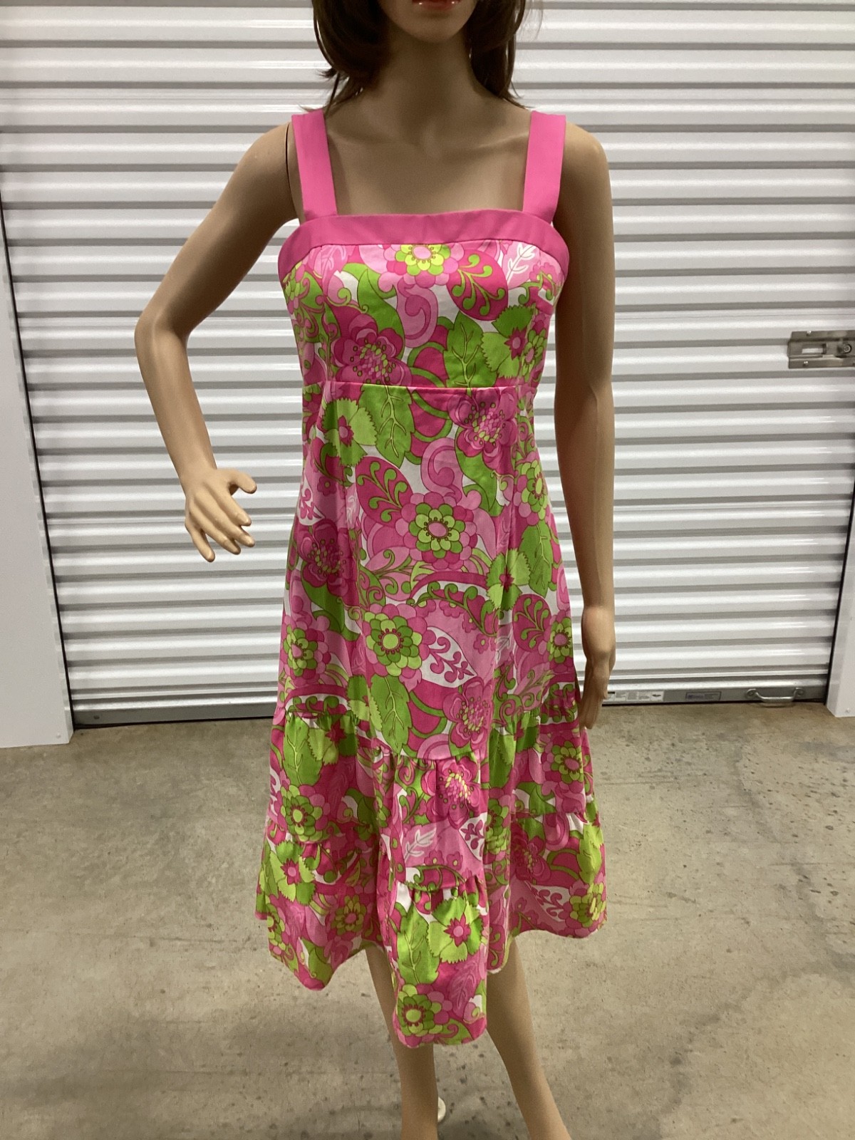 Karin Stevens Floral Sundress Pink Green Size 12