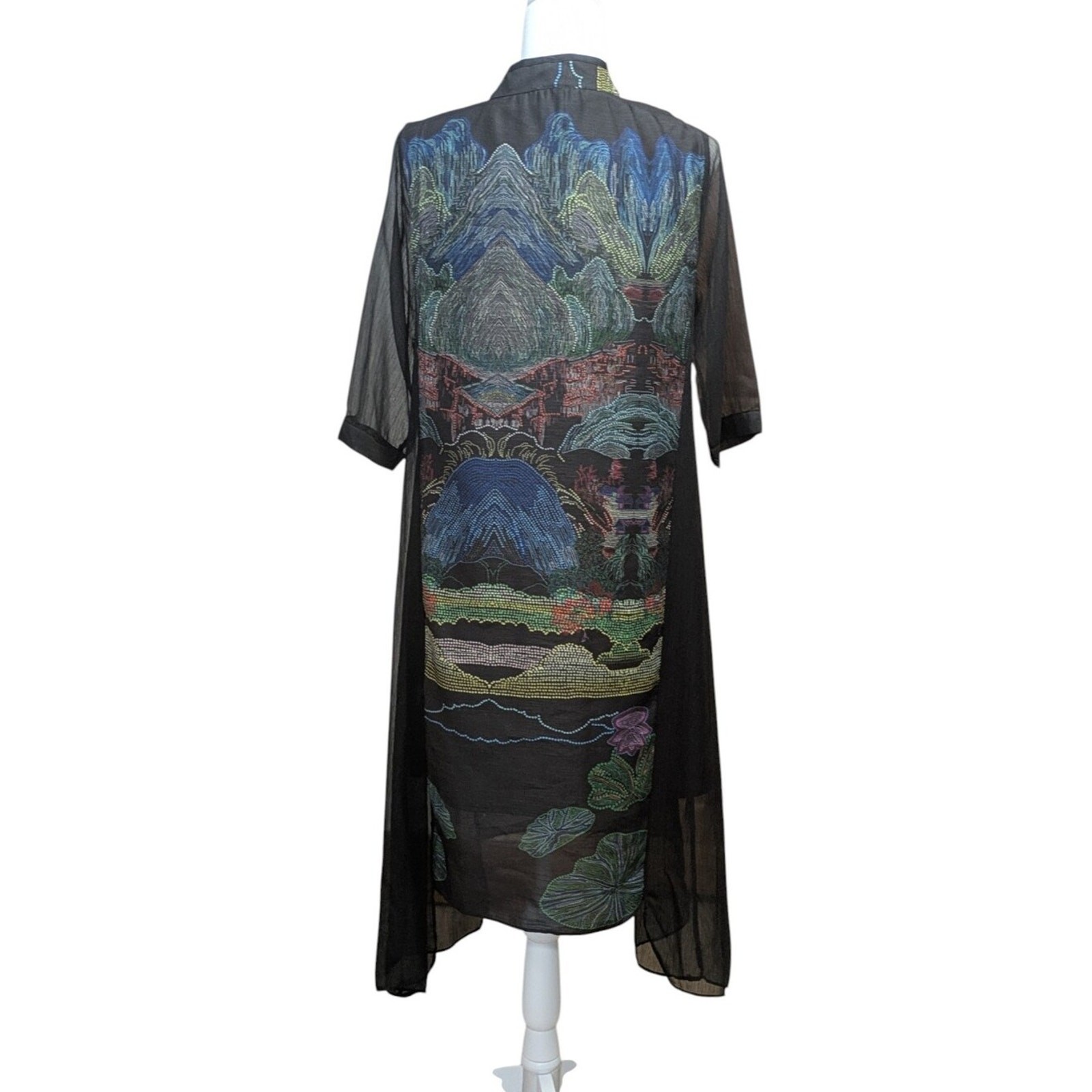 Vicky and Lucas Black Mandarin Collar Sheath Dress Size Large