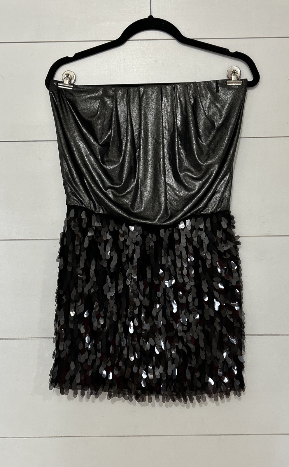 As U Wish Strapless Sequin Black Dress Juniors Size M Mixed Materials