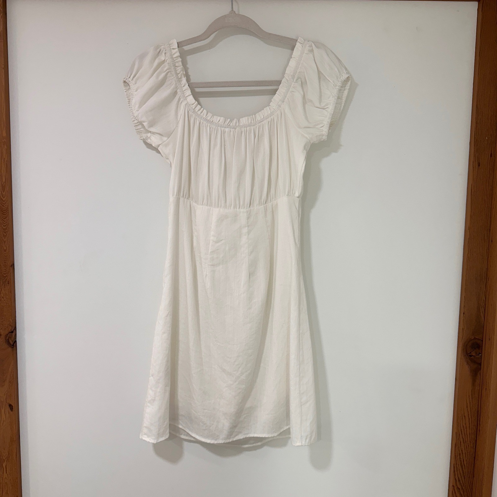 En Creme Crochet Babydoll Mini Dress Women Size M White Graduation Cottagecore