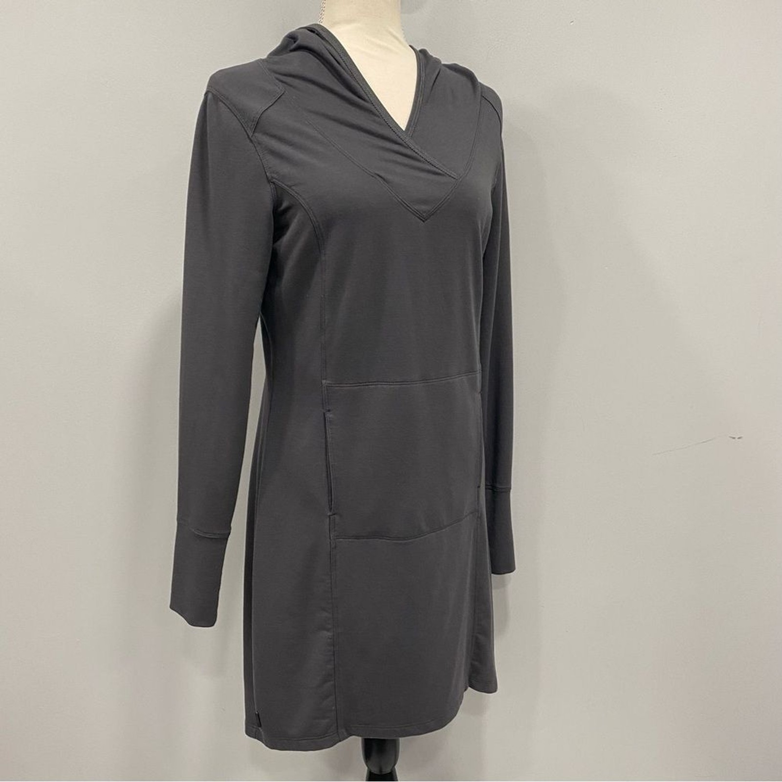 LOLE M Gray Hooded Tunic Lightweight Sweatshirt Dress Outdoor Camp Hike Nature