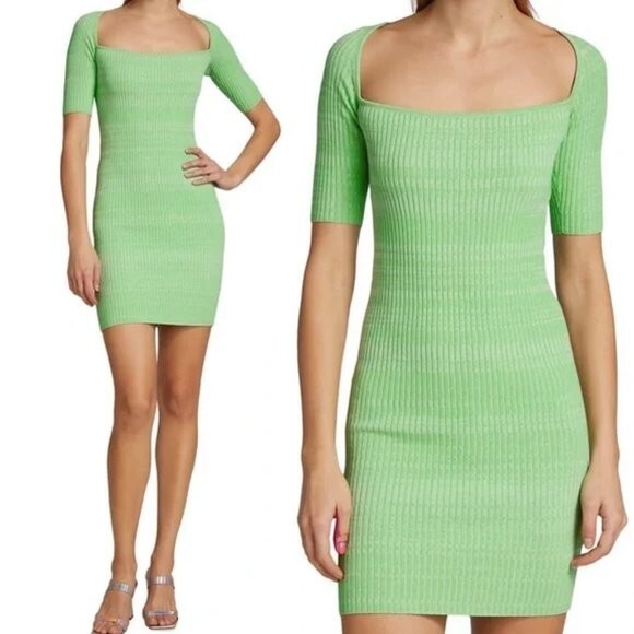 Remain Birger Christensen Rakella Ribbed Knit Dress Spring Green Size 10 NEW