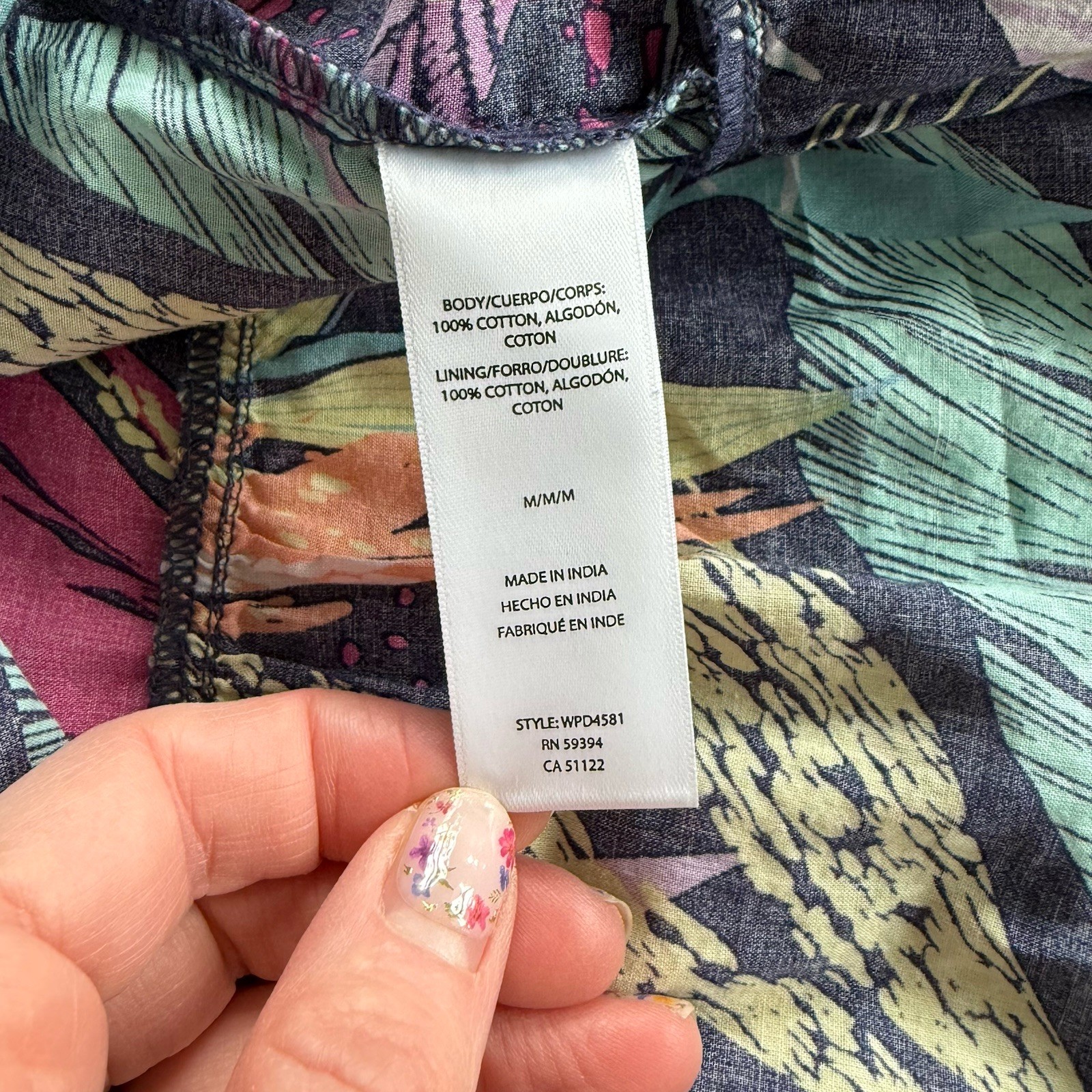🏖️ Beach Lunch Lounge Maxi Dress Womens Medium Tropical Print Cotton Tie Back