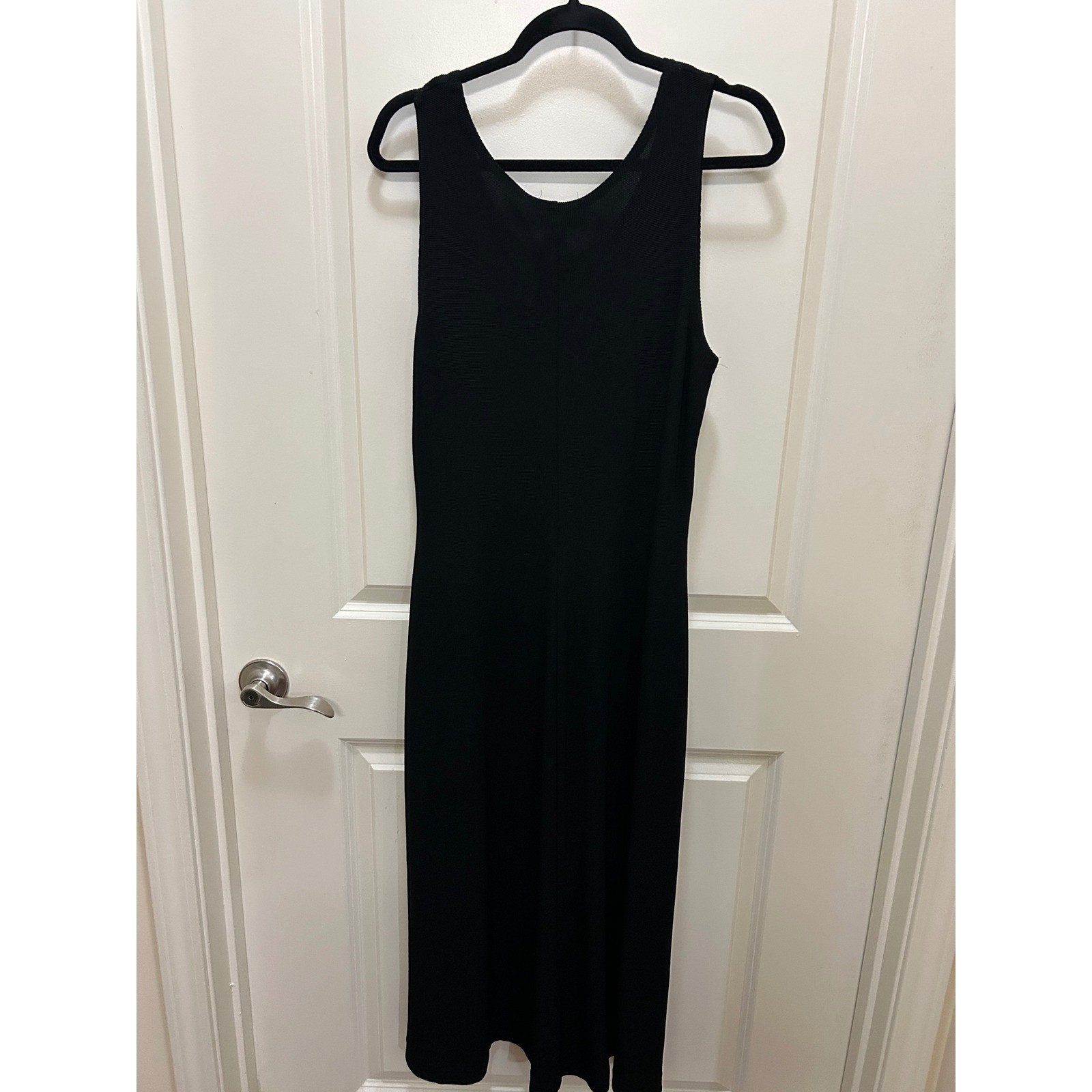 Ronni Nicole Maxi Dress 14 Black Excellent Sleeveless Textured Knit Scoop Neck