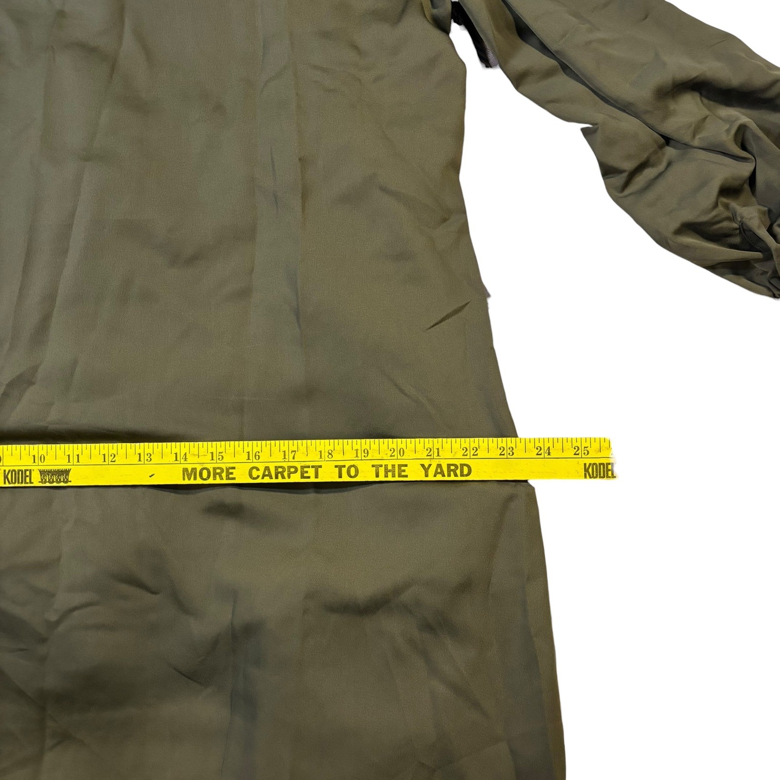 Just Fab Olive Green Button Front Bow Neck Long Sleeve Maxi Dress Womens XL