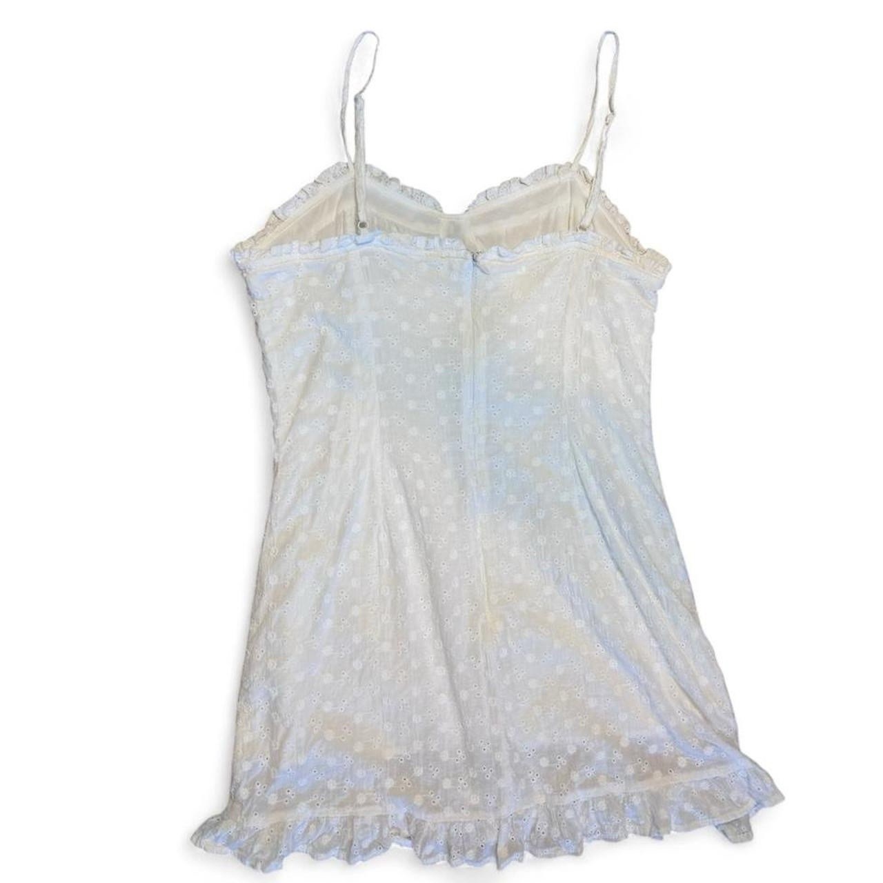 White Eyelet Mini Dress Corset Side Hook Coquette Cottagecore Womens Tagged Lg