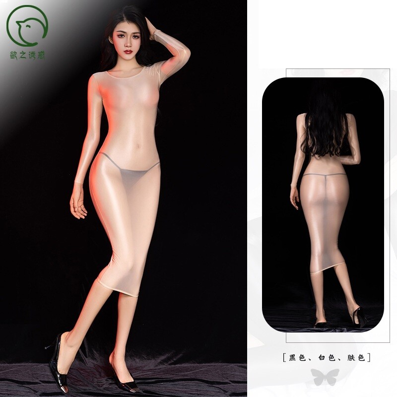 Womens Long Sleeve Shiny Glossy Sheer Bodycon Dress Mini Dress Clubwear Party