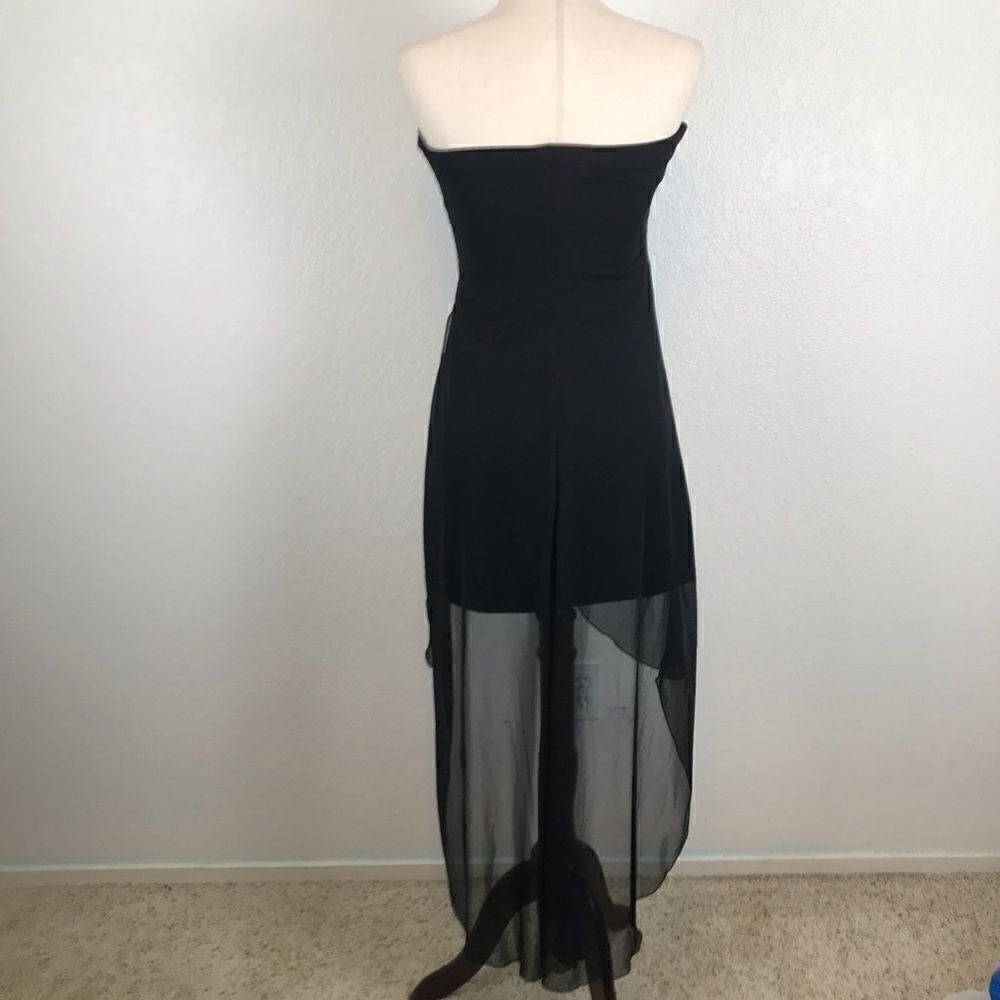 Teaze Me Y2K retro black strapless pull on high/low party prom mini dress 6*