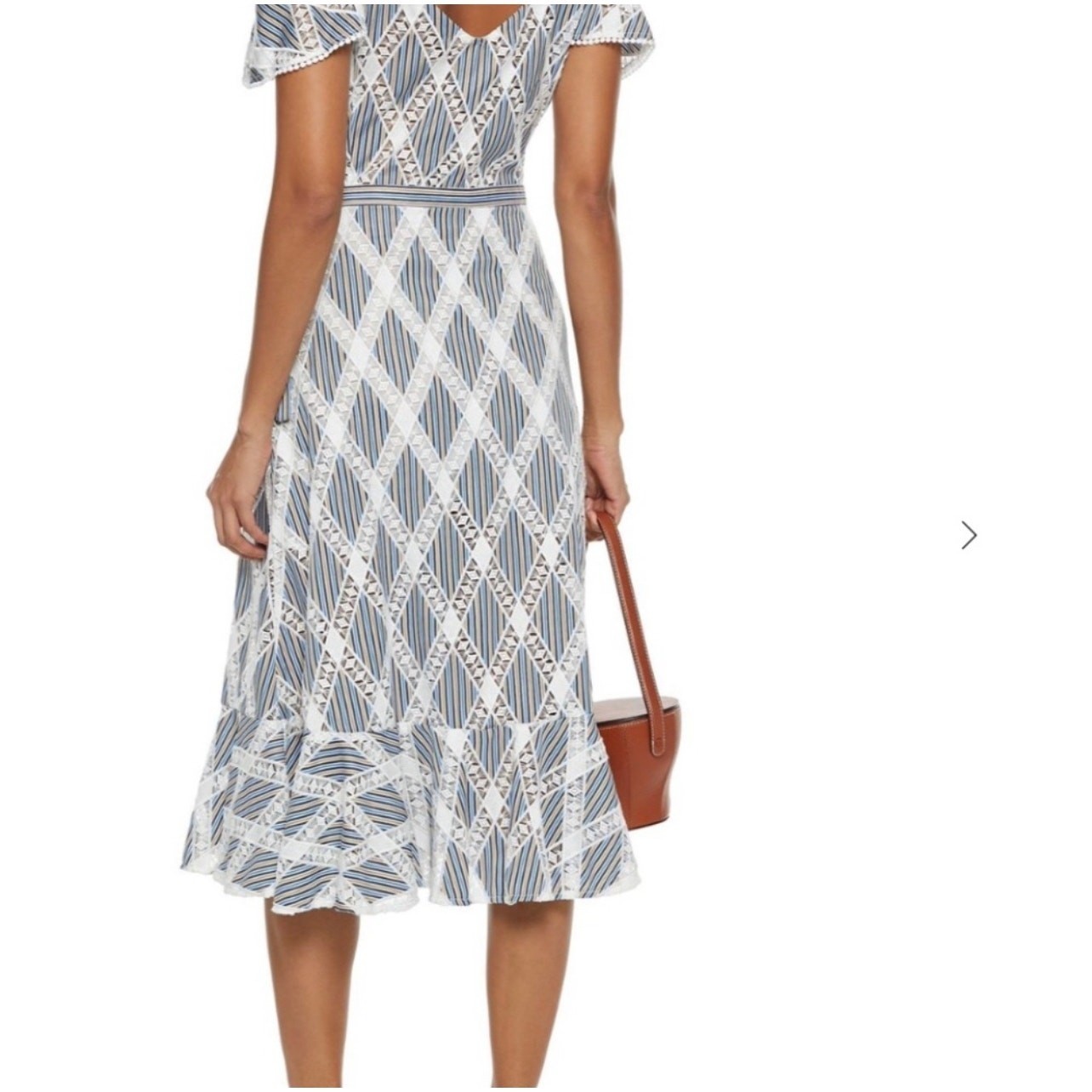 Sandro Paris Striped Ella Midi Dress Women Size 40 Ruffle Parisian Chic Romantic
