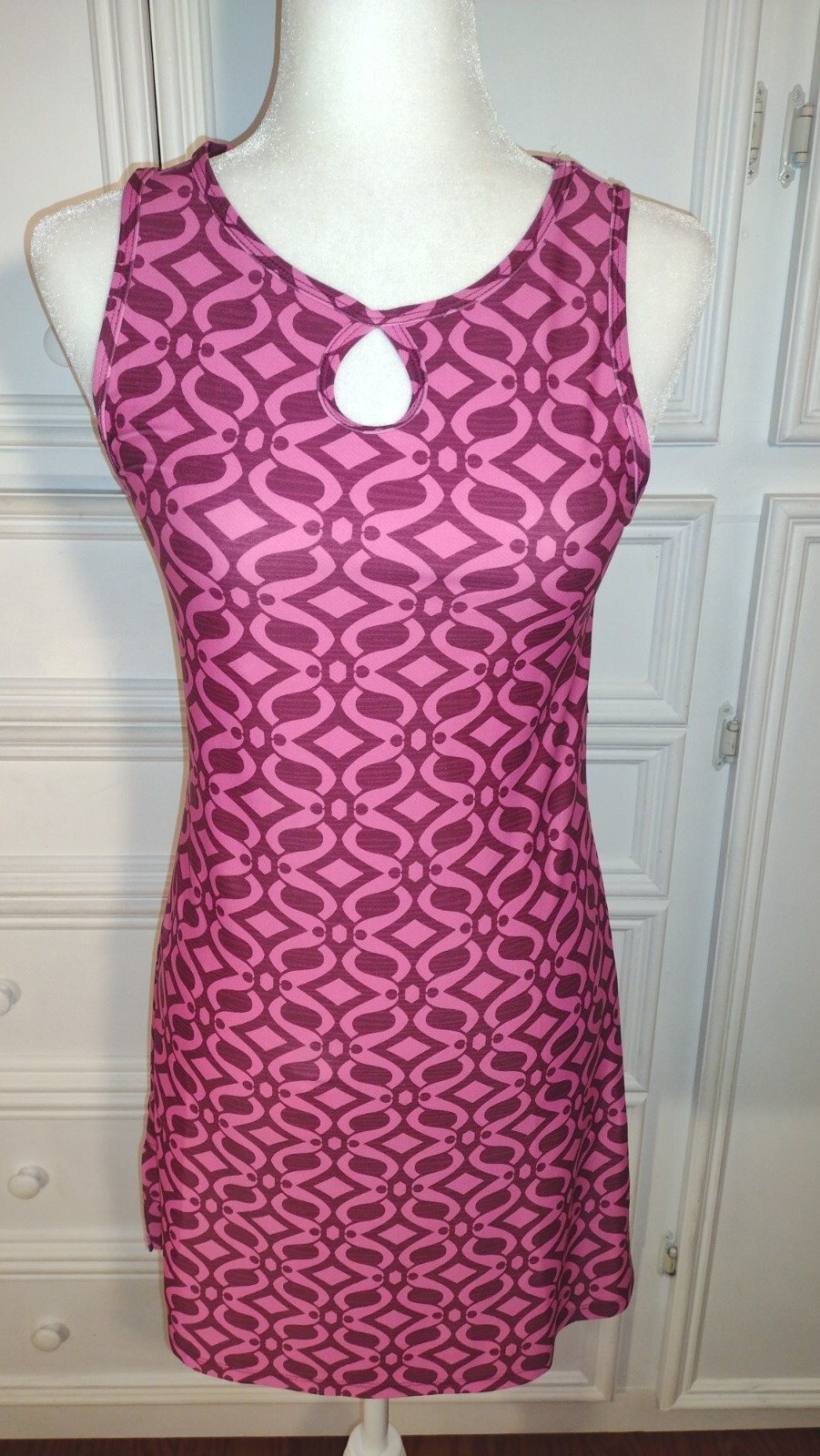 Nuu Muu Sz Small Keyhole Stretch Athletic Sport Exercise Dress Pink Back Pocket