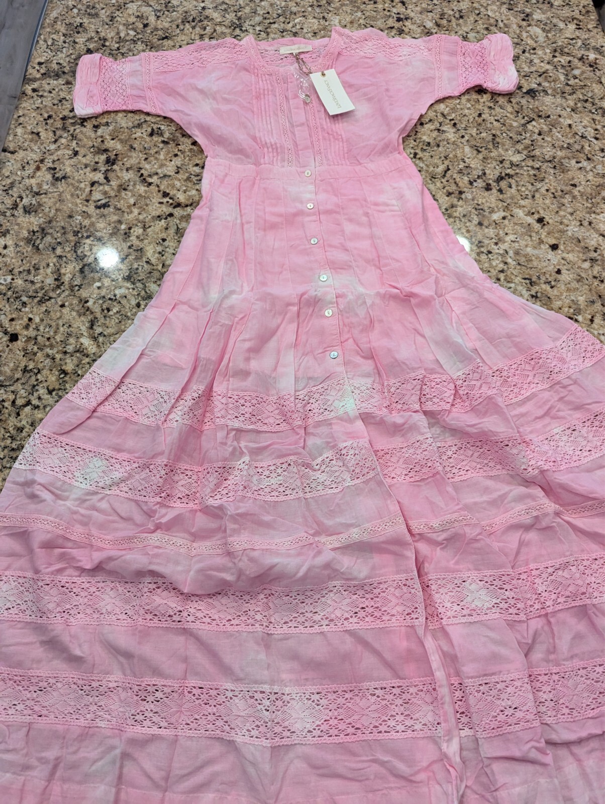 Love Shack Fancy Womens Edie Cotton Midi Dress Peony Pink size P (US 00)