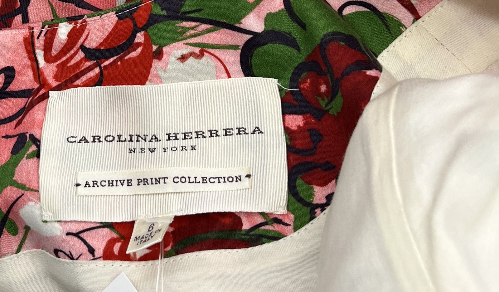 Carolina Herrera Archive Print Collection Pink Floral Short Sleeve Dress sz 6