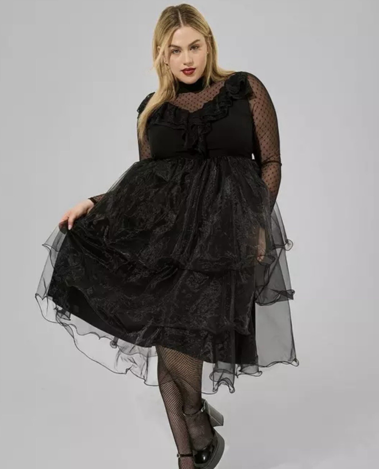 Torrid Black Tiered Mock Neck Midi Dress 3x