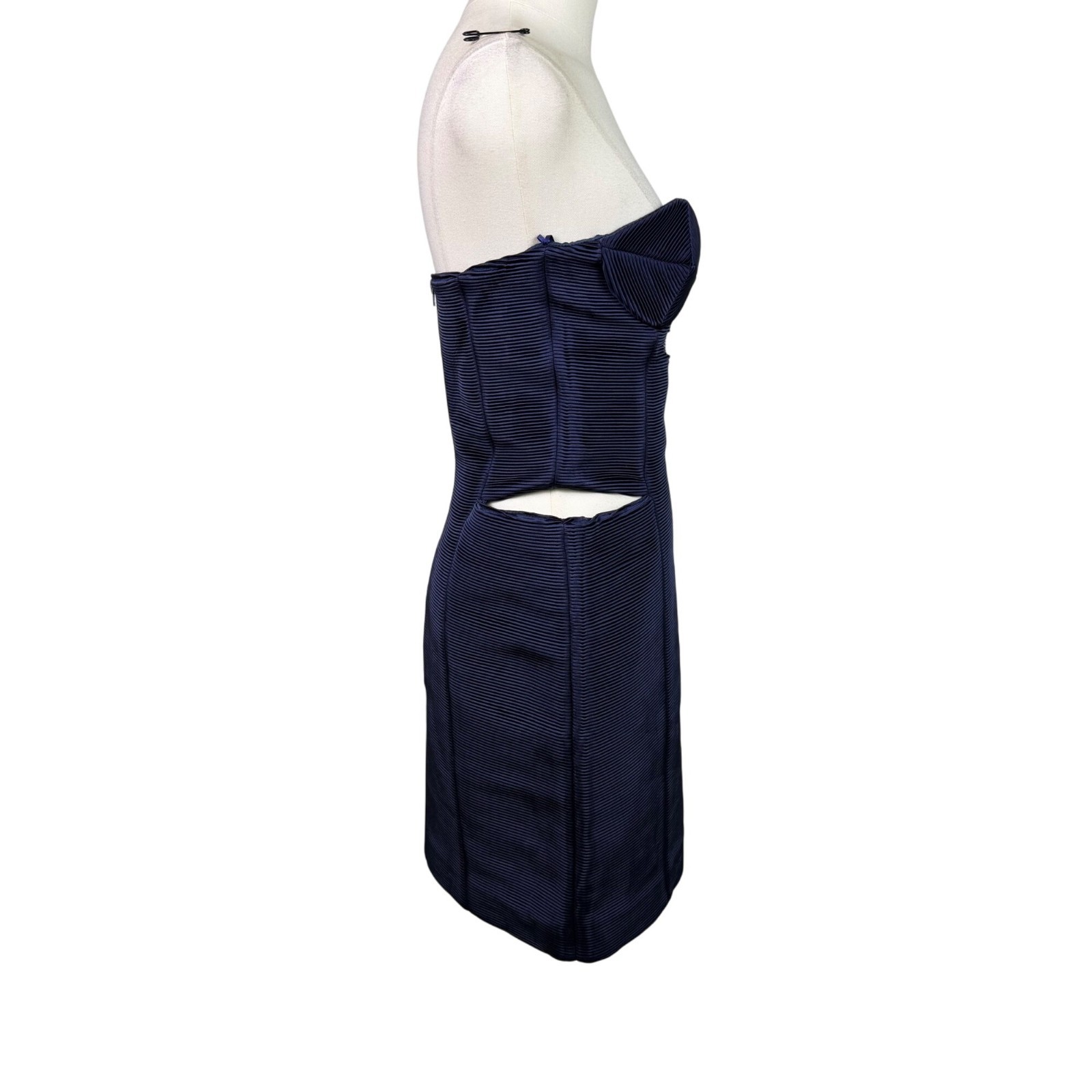 Hannah Marshall Navy Silk Strapless Mini Bustier Dress Elegant & Fitted Sz 6