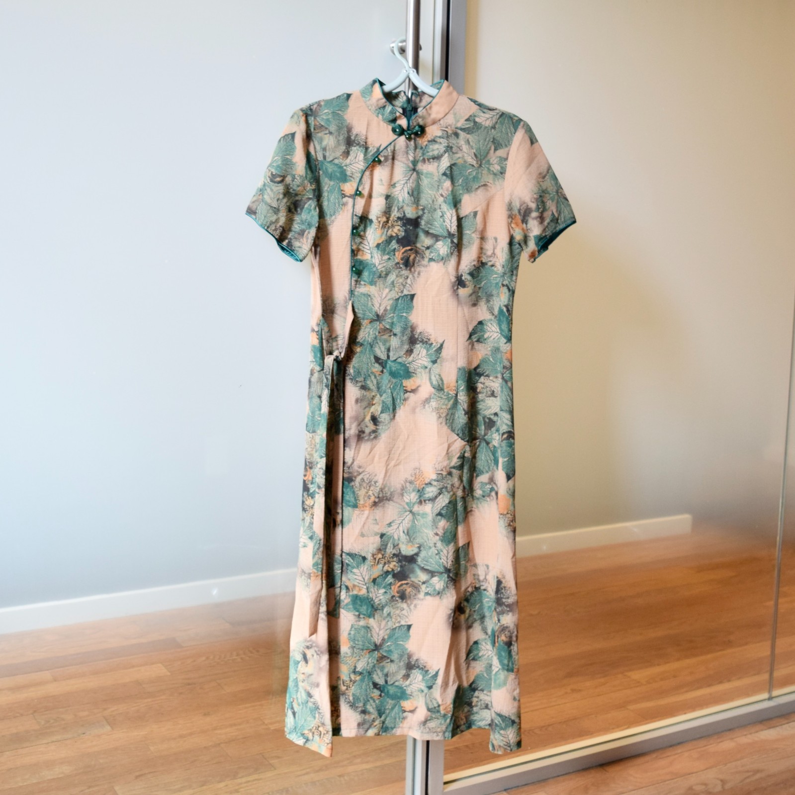 Khaki Green Flora Qipao A Line Dress – Chinese Cheongsam